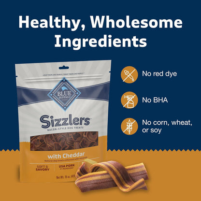 Sizzlers Pork & Cheddar Bacon-Style Dog Treats, 15 Oz
