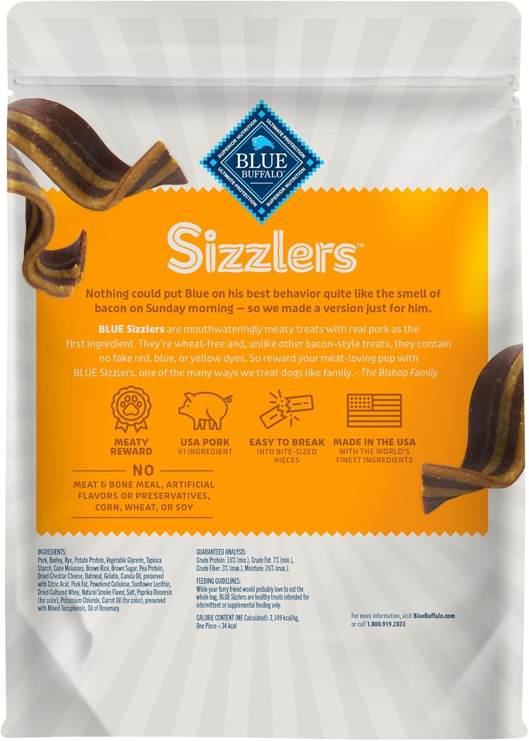 Sizzlers Pork & Cheddar Bacon-Style Dog Treats, 15 Oz