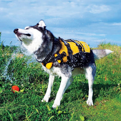 DFD Dog Life Jacket, Dog Life Vest for Swimming - X-Small, Red | Adjustable Dog Swim Vest, Padded Neoprene Straps, Grab Handle, 50% More Flotation Material, Reflective Trim, Stays Upright